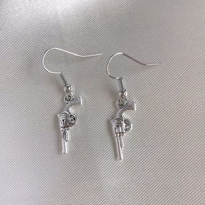 Silver Pistol Gun Earrings